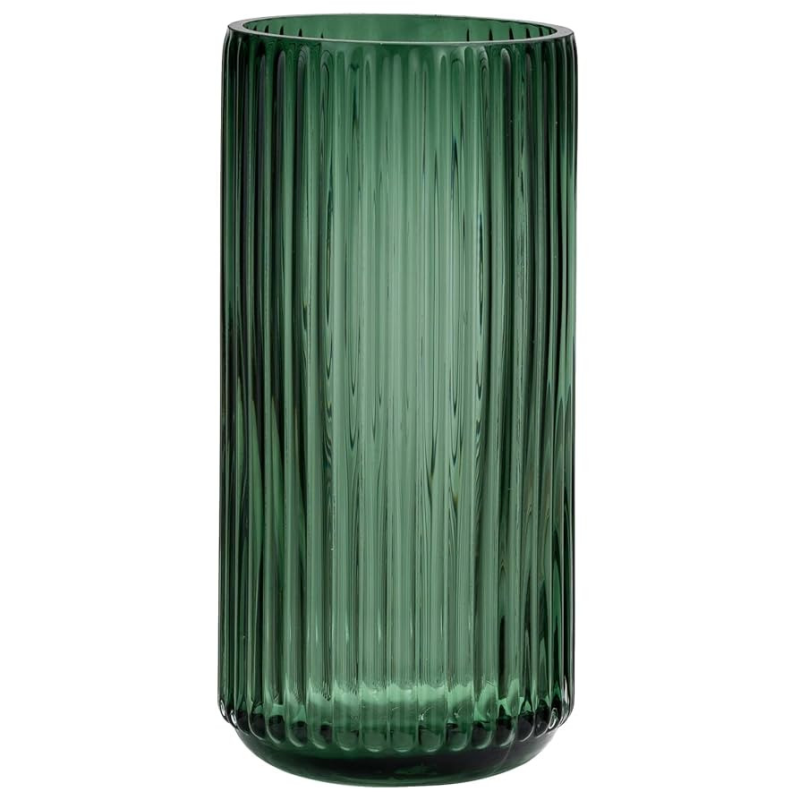 Flower Vase 7.5 inch Green Thickened Glass Vase for Bookshelf,Dinner Table,Indoor Office Desktop,... | Amazon (US)