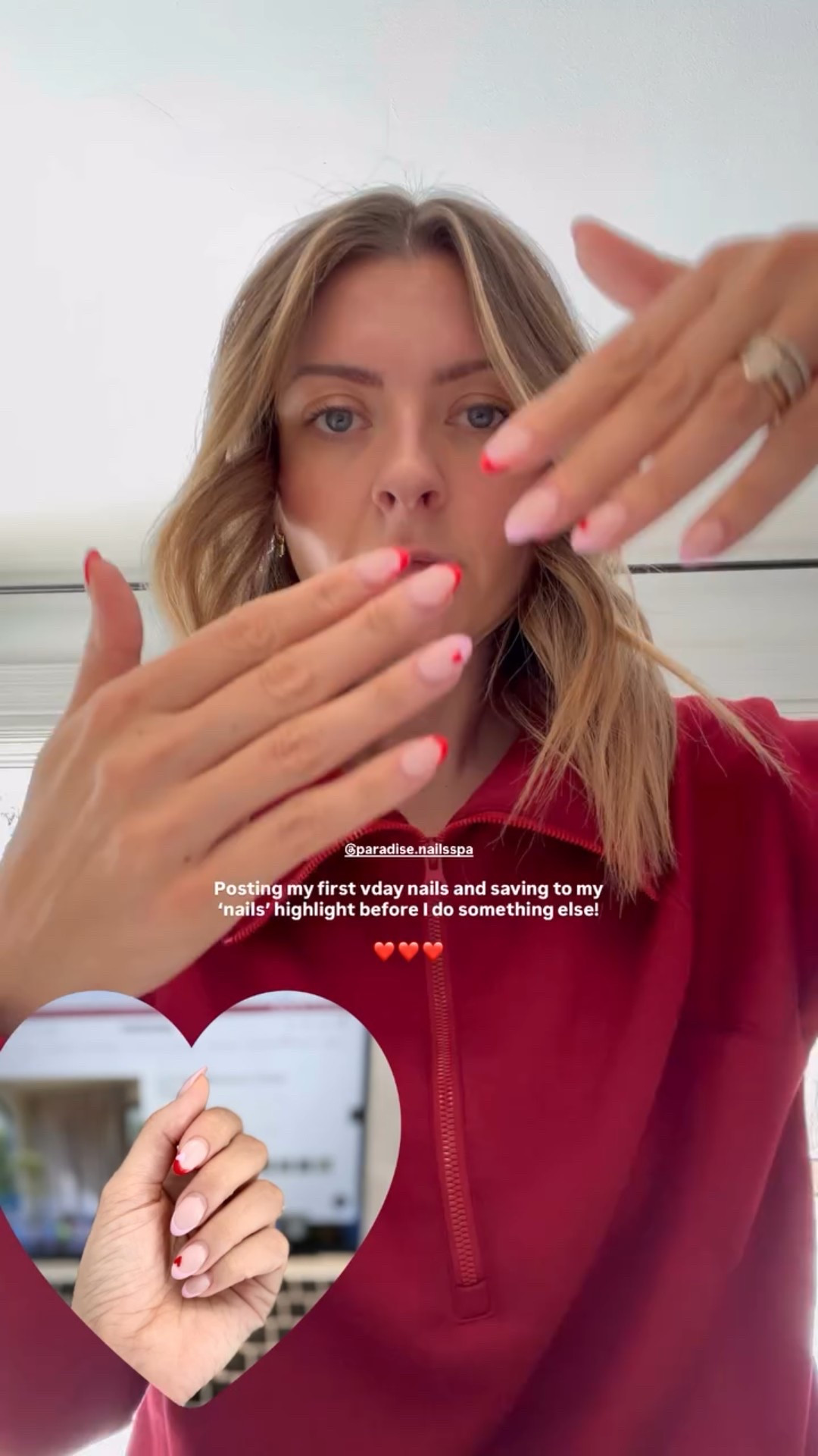 Posting my first vday nails and saving to my ‘nails’ highlight before I do something else!

❤️❤️❤️