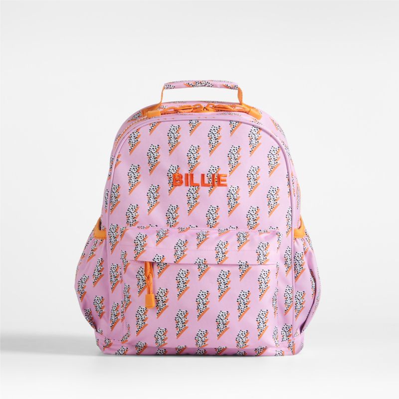 Lightning Bolts Medium Pink Kids Backpack for School | Crate & Kids | Crate & Barrel
