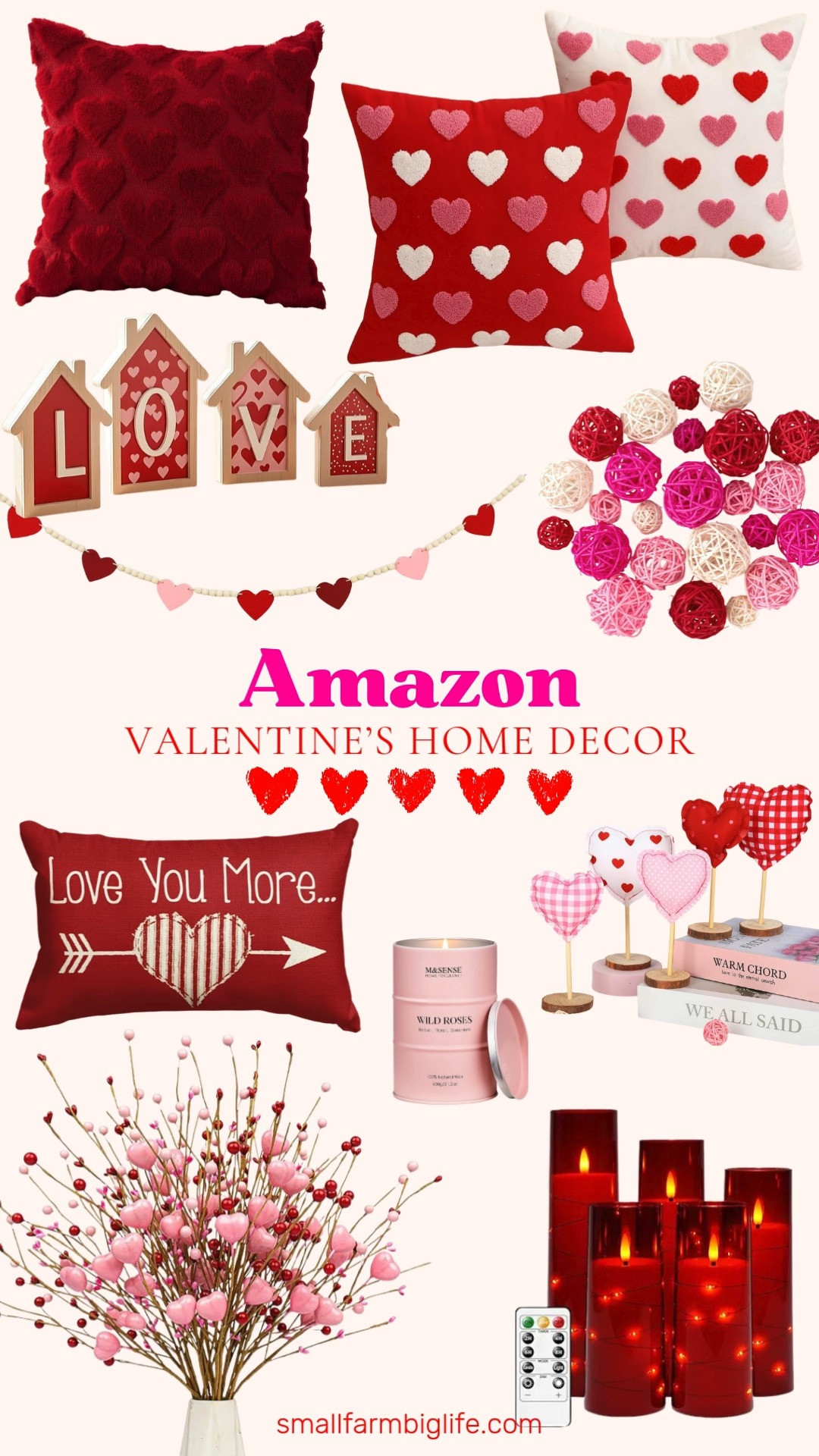 Amazon Valentine’s home decor that’s sweet, cozy, and easy to style ❤️✨
Heart throw pillows, garlands, soft red and pink accents, and warm candlelight that instantly make your space feel festive without going over the top. Perfect for adding little pops of love to shelves, sofas, and cozy corners all February 💕 

 #LTKSeasonal #LTKHome #LTKFindsUnder50