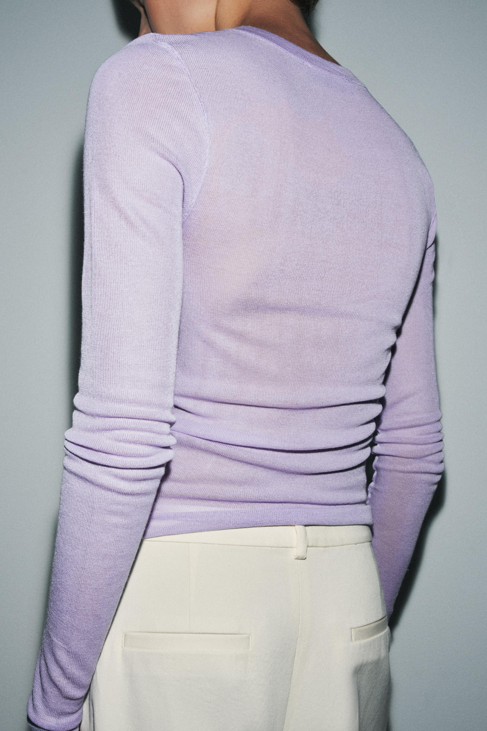 SEMI-SHEER KNIT TOP | Zara US