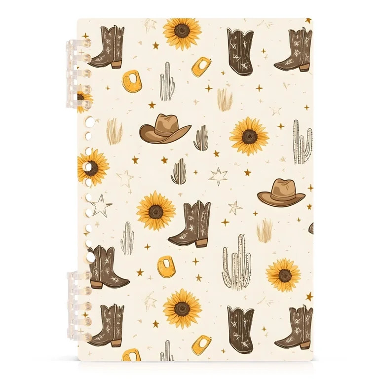 Spiral Journal Notebook Cowboy Boots Cactus Sunflower A5 Lined Hardcover PP Material with 60 Page... | Walmart (US)