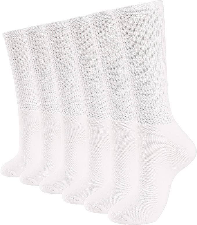 Womens Socks,Running Socks for Women 6 Pairs Cotton Calf Crew Socks Thick Cushion Athletic Long S... | Amazon (US)