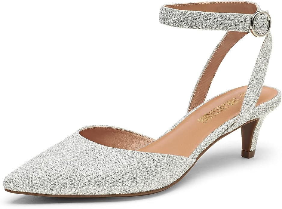 DREAM PAIRS Low Heels for Women Wedding Dress Closed Toe Pump Shoes | Amazon (US)