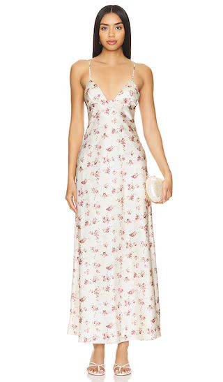 V Front Midi Dress in Antique White Multi | Revolve Clothing (Global)