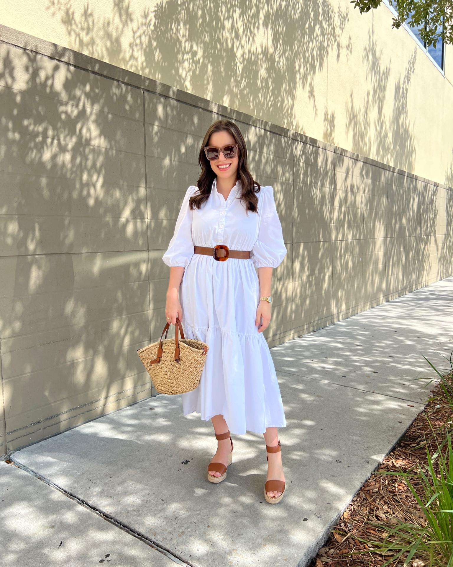 White Dress with Brown Belt