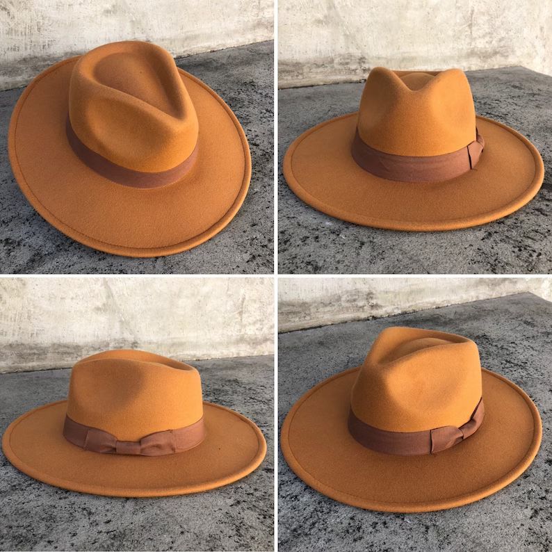 Fedora Hat Wide Brim Hat Vegan Felt Hat Flat Brim Hat Same | Etsy | Etsy (US)