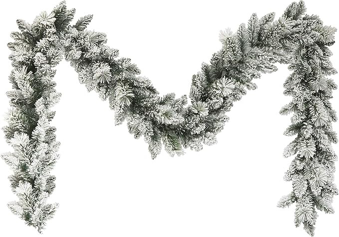 Puleo International 9' Flocked Spruce Garland with 160 Tips | Amazon (US)