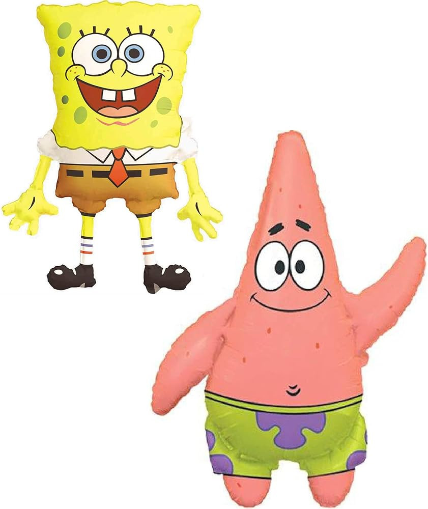 Amazon.com: Toyland\u00ae Pack Of 2 - Spongebob Squarepants and Patrick Star Foil Balloons - 1 x 29 Inch Spongebob & 1 x 36 Inch Patrick Shaped Character Foil Balloons : Home & Kitchen | Amazon (US)