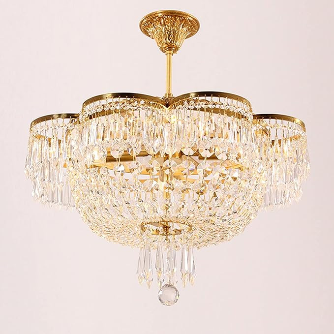 YOYWE French Empire Crystal Chandelier Lighting 24" Antique Modern Gold Semi Flush Mount Ceiling ... | Amazon (US)