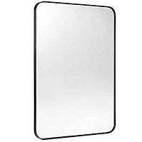 Minuover Wall Mount Mirror for Bathroom, Brush Black Metal Framed Rounded Corner Rectangular Vani... | Amazon (US)
