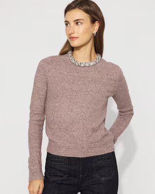 Embellished Crewneck Pullover Sweater | White House Black Market