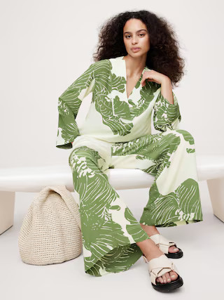 Relaxed Matte Silk V-Neck Top | Banana Republic (US)