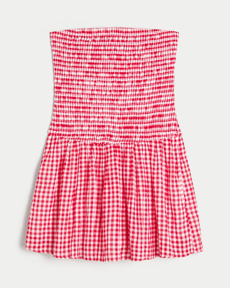 Strapless Smocked Bodice Mini Dress | Hollister (US)