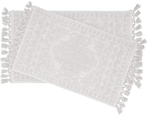 French Connection 2 Piece Bath Rug Set, 17"x24"/20"x34", White | Amazon (US)