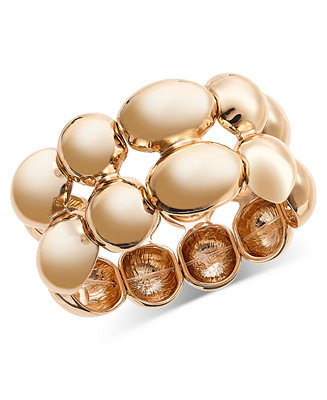 Gold-Tone Sculptural Bead Double Row Flex Bracelet, Exclusively at Macy's | Macy's