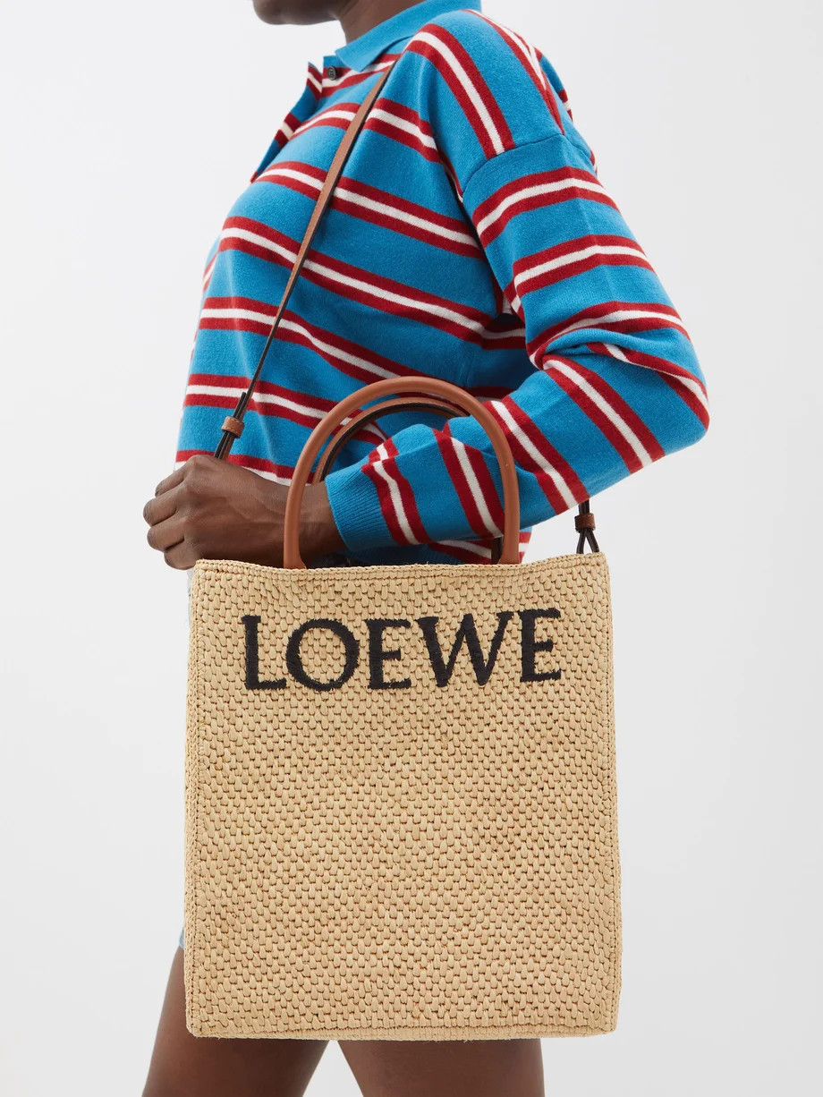 Logo-embroidered raffia tote bag | Matches (EU)