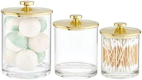 mDesign Plastic Round Bathroom Vanity Countertop Storage Organizer Apothecary Canister Jar for Co... | Amazon (US)