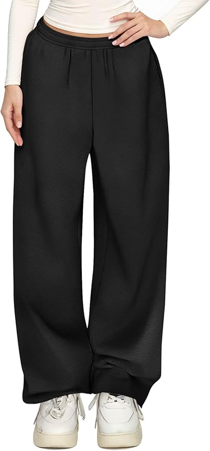 KIRUNDO Sweatpants Women 2025 Fall Baggy Wide Leg Lounge Pants Casual Elastic High Waisted Workou... | Amazon (US)