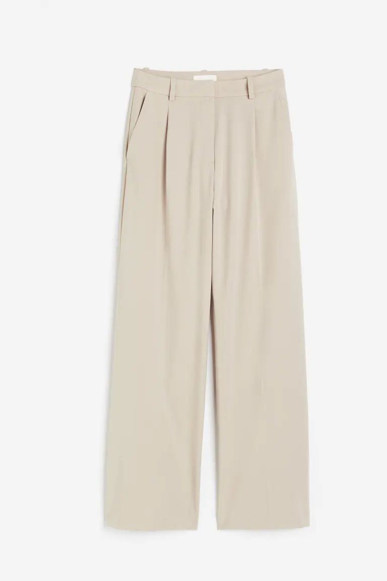 Wide trousers - Beige - Ladies | H&M GB | H&M (UK, MY, IN, SG, PH, TW, HK)