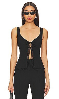 MORE TO COME Cristal Tie Front Top in Black from Revolve.com | Revolve Clothing (Global)