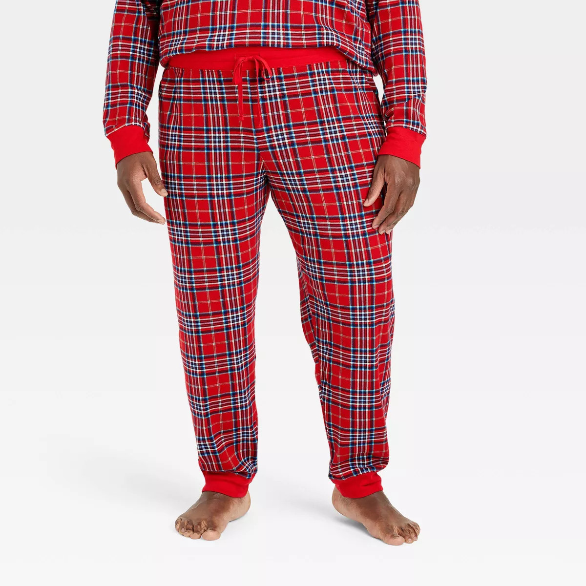 Men's Plaid Cotton Ribbed Holiday Matching Family Pajama Pants - Wondershop™ Red | Target