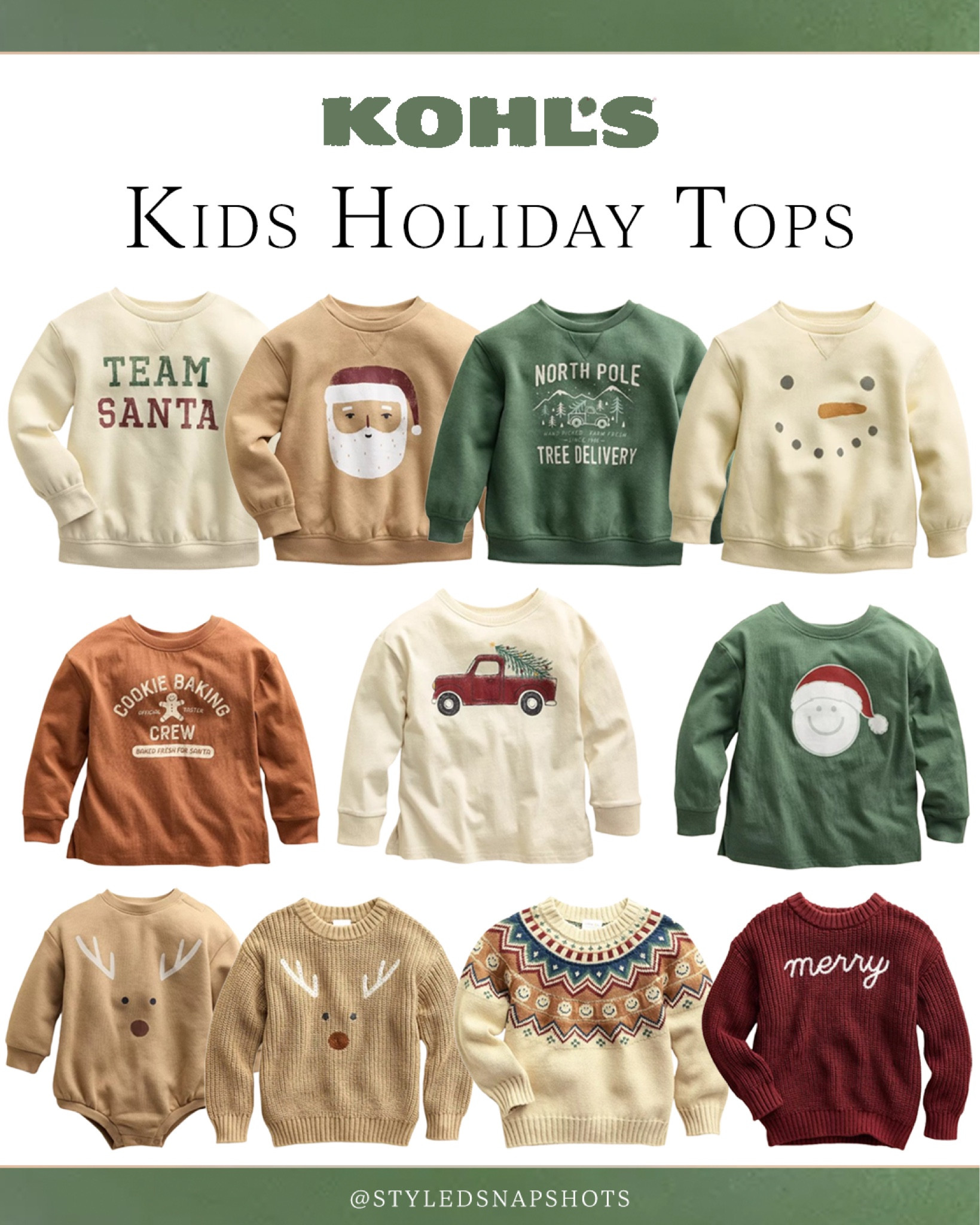 Kids holiday tops on sale at Kohl’s! These always sell out fast so sharing while fully stocked! I usually grab the boys a couple each year 

Kids Christmas sweater @kohls #kohlspartner #kohlsfinds

#LTKHoliday #LTKBaby #LTKKids