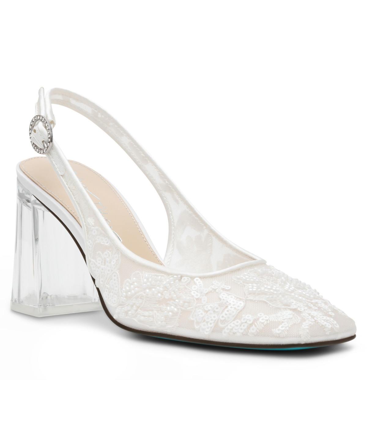 Betsey Johnson Women's Ninah Slingback Ankle Strap Pumps - Ivory/Clear | Macy's