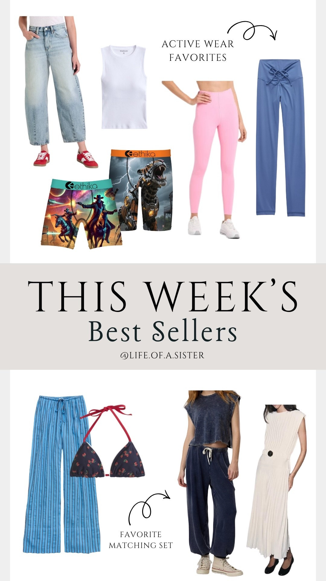 This week’s best sellers!! What you all have been loving this past week. Matching sets, active wear, jeans, swimsuits, and more!

#LTKootd #LTKgrwm