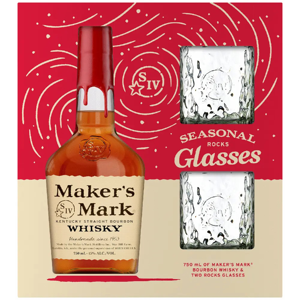 Maker's Mark Bourbon Whiskey with Two Glasses Gift | Total Wine
