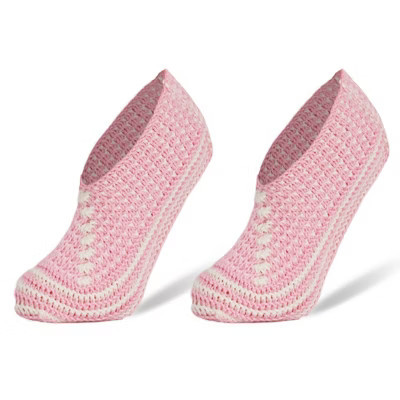 M.O.S Crochet Hand Knit Slippers for Women Socks 1 Pair Shoe Size 5 to 7 - Pink | Target