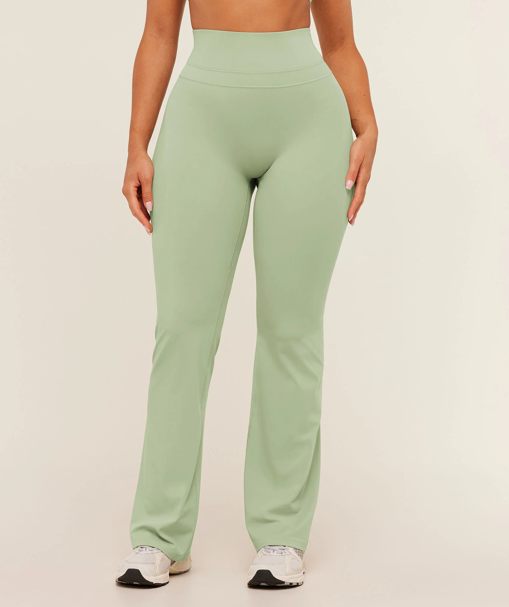 Gymshark Whitney Regular Flared Leggings - Haze Green | Gymshark EU