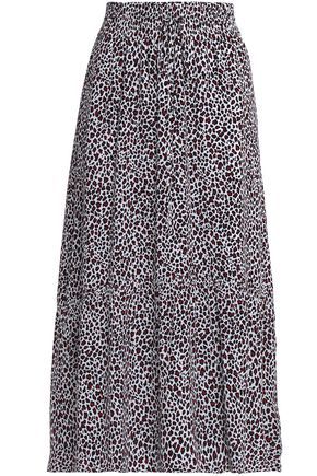 A.l.c. Woman Pleated Leopard-print Silk Crepe De Chine Midi Skirt Animal Print Size 0 | The Outnet US