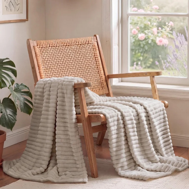 U by Bedsure GentleSoft Beige Throw Blanket for Couch - Cozy Soft Fleece Blankets for Women, Plus... | Walmart (US)