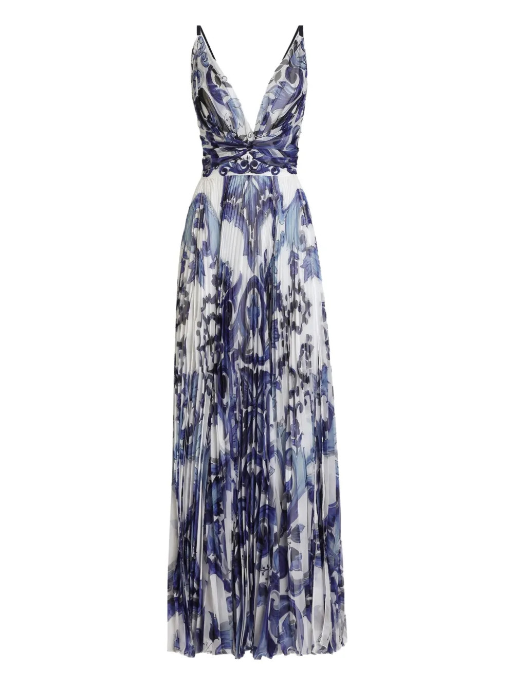 Dolce & Gabbana Pleated Print Dress | Blue | FARFETCH CA | Farfetch Global