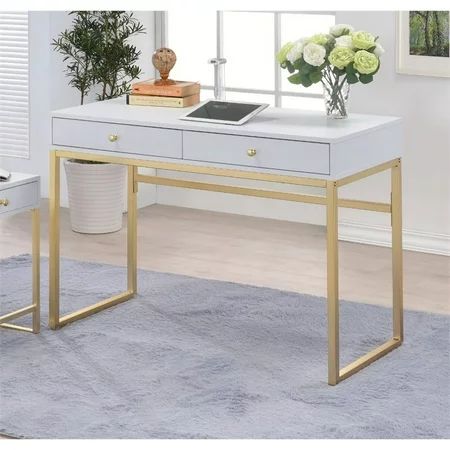 Acme Coleen Desk, White and Brass | Walmart (US)