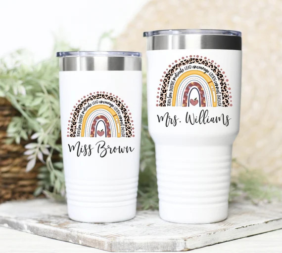 Personalized Teacher Tumbler, Custom Teacher Gifts, Teacher Rainbow Tumbler, Teacher Cup, Travel ... | Etsy (US)