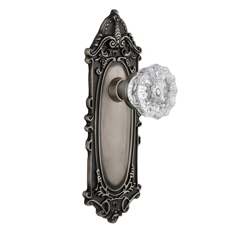 Clear Crystal Privacy Door Knob with Victorian Long Plate | Wayfair North America