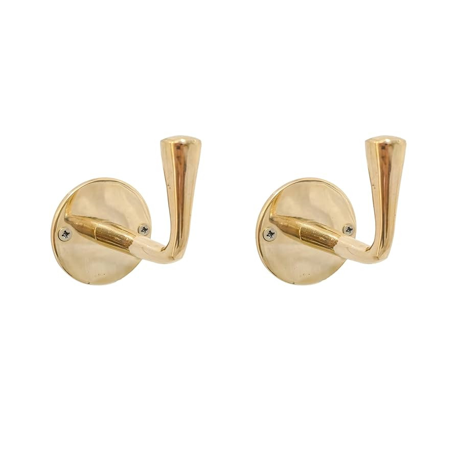 Set of 2 Unlacquered Brass Wall Hooks | Heavy Duty Brass Coats for Doors and Bathrooms | Decorati... | Amazon (US)