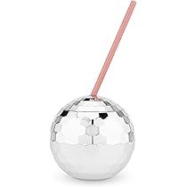 Blush Silver Disco Ball Cup with Lid and Straw, 16 Ounce Cocktail Cup, Set of 1, Party Supplies | Amazon (US)