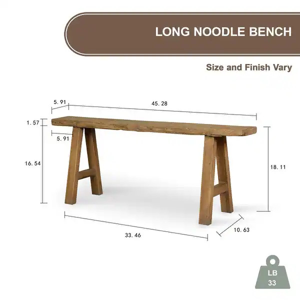 Artissance 43"L Natural Wood Indoor Outdoor Small Noodle Bench, Entryway Hallway Patio Seating | Bed Bath & Beyond