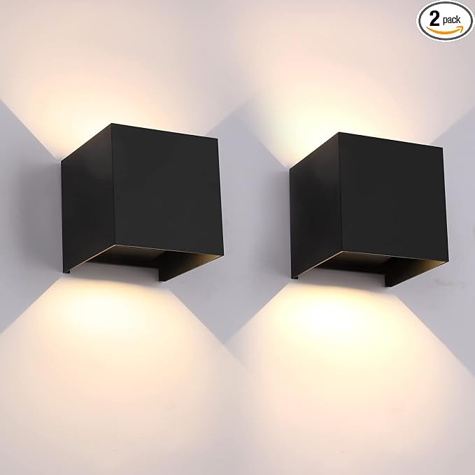 Mille Lucciole 12W 2Pack Outdoor Wall Lights Exterior/Interior,LED Black Outdoor Wall Sconces Lig... | Amazon (US)