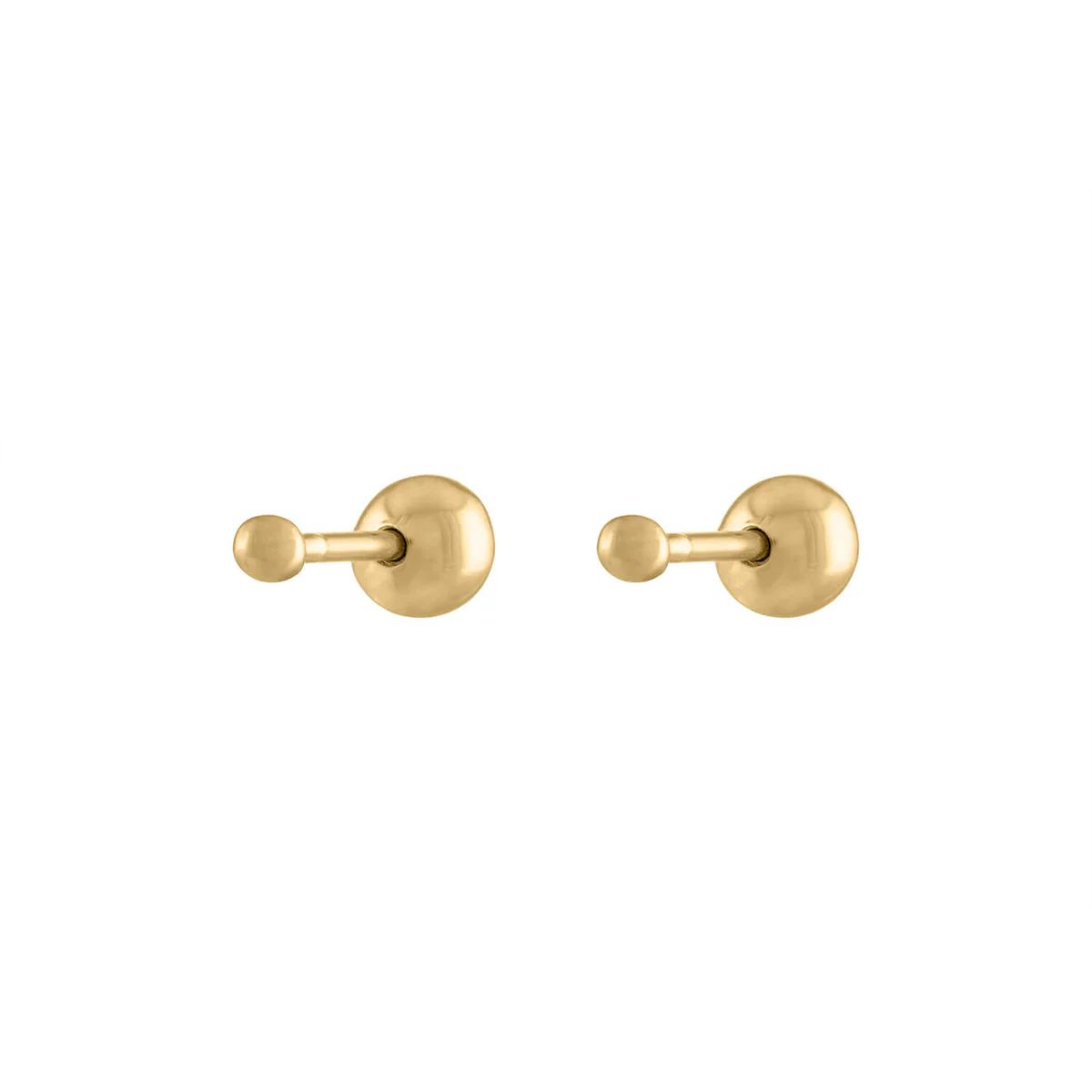 Tiny Secret Ball Back Earrings in 14k Gold | Maison Miru