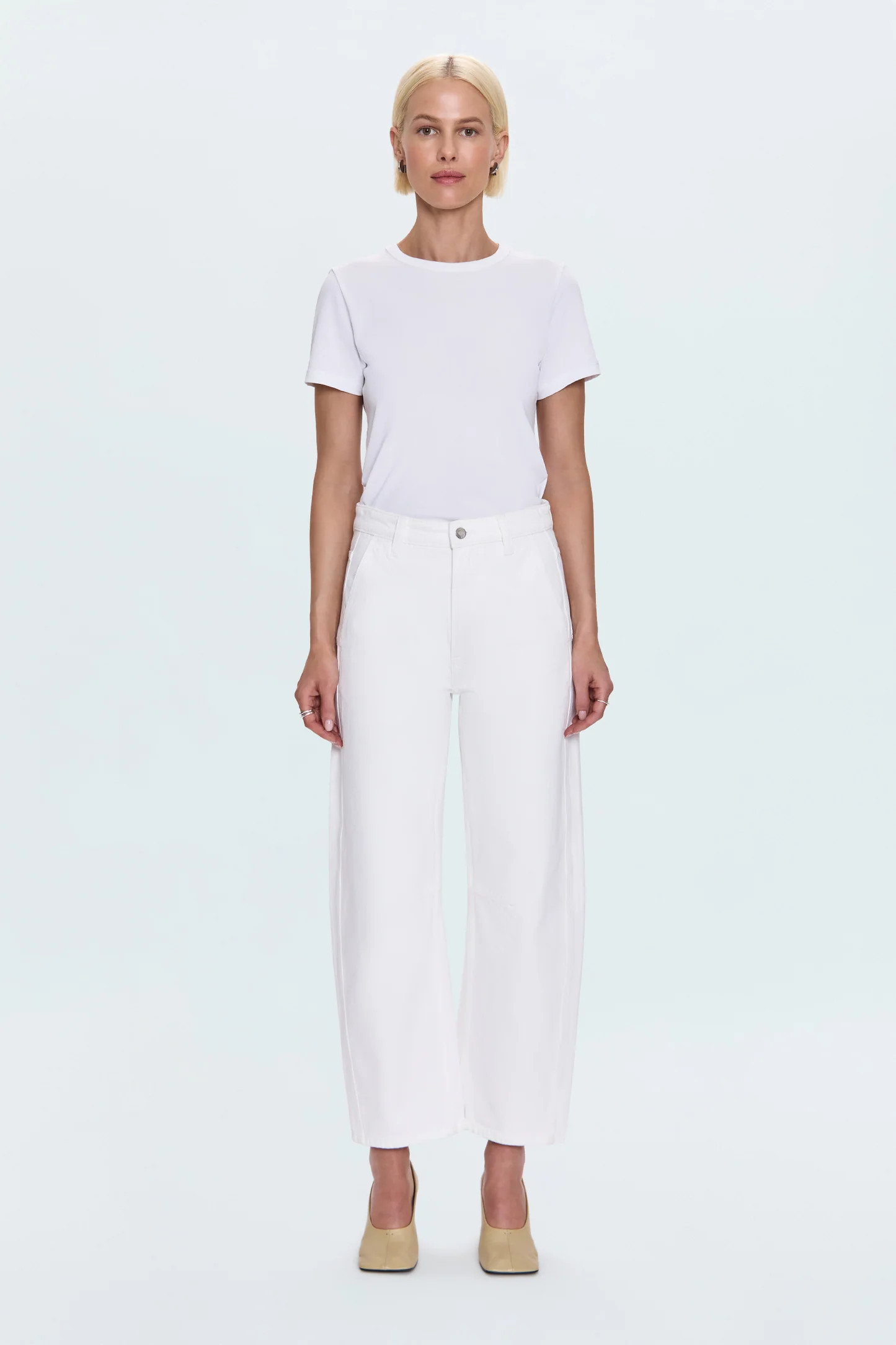 Beau Seamed Crescent Leg - Paper White | Pistola Denim