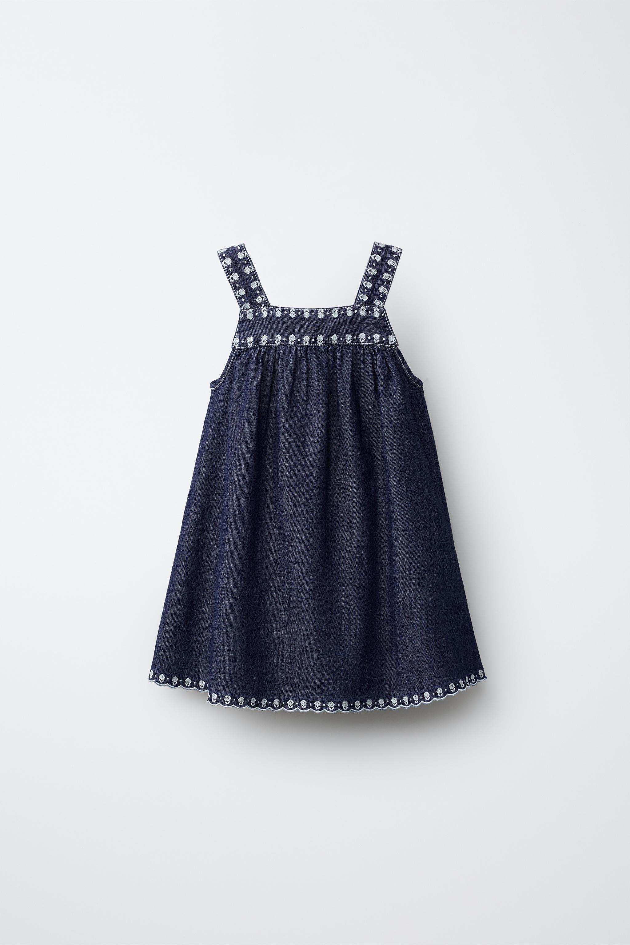FLUID EMBROIDERED FLORAL DENIM DRESS | Zara US