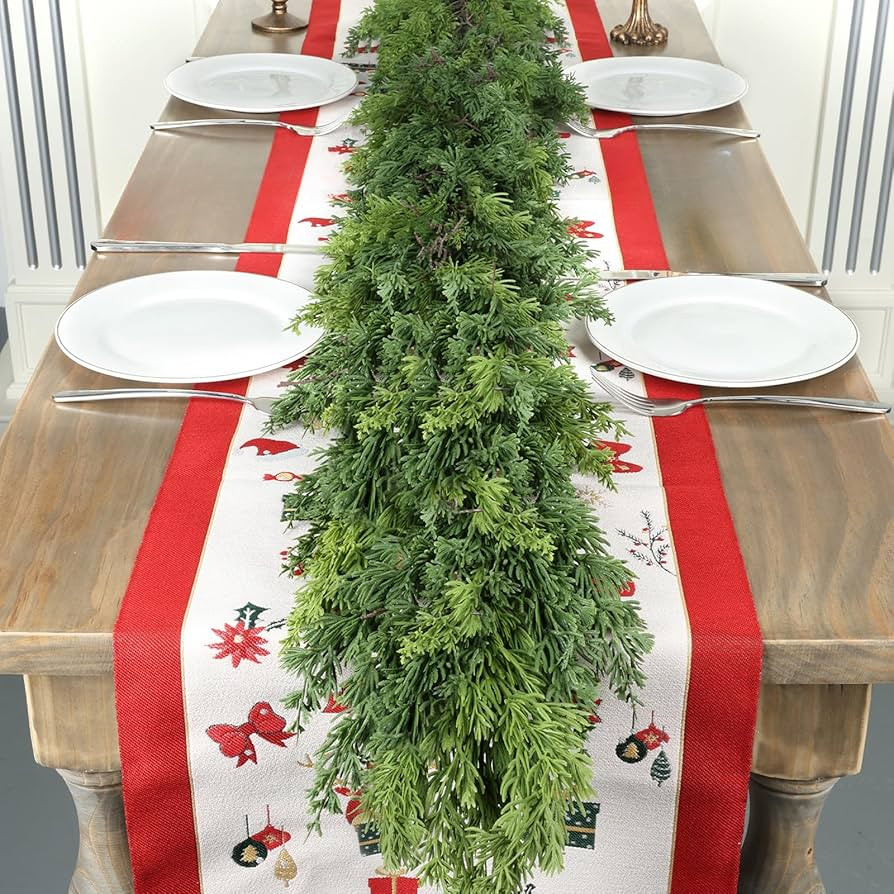 6 Ft Real Touch Christmas Garland,Thick and Lush，Soft Bendable, Lifelike Cedar Garland Realisti... | Amazon (US)