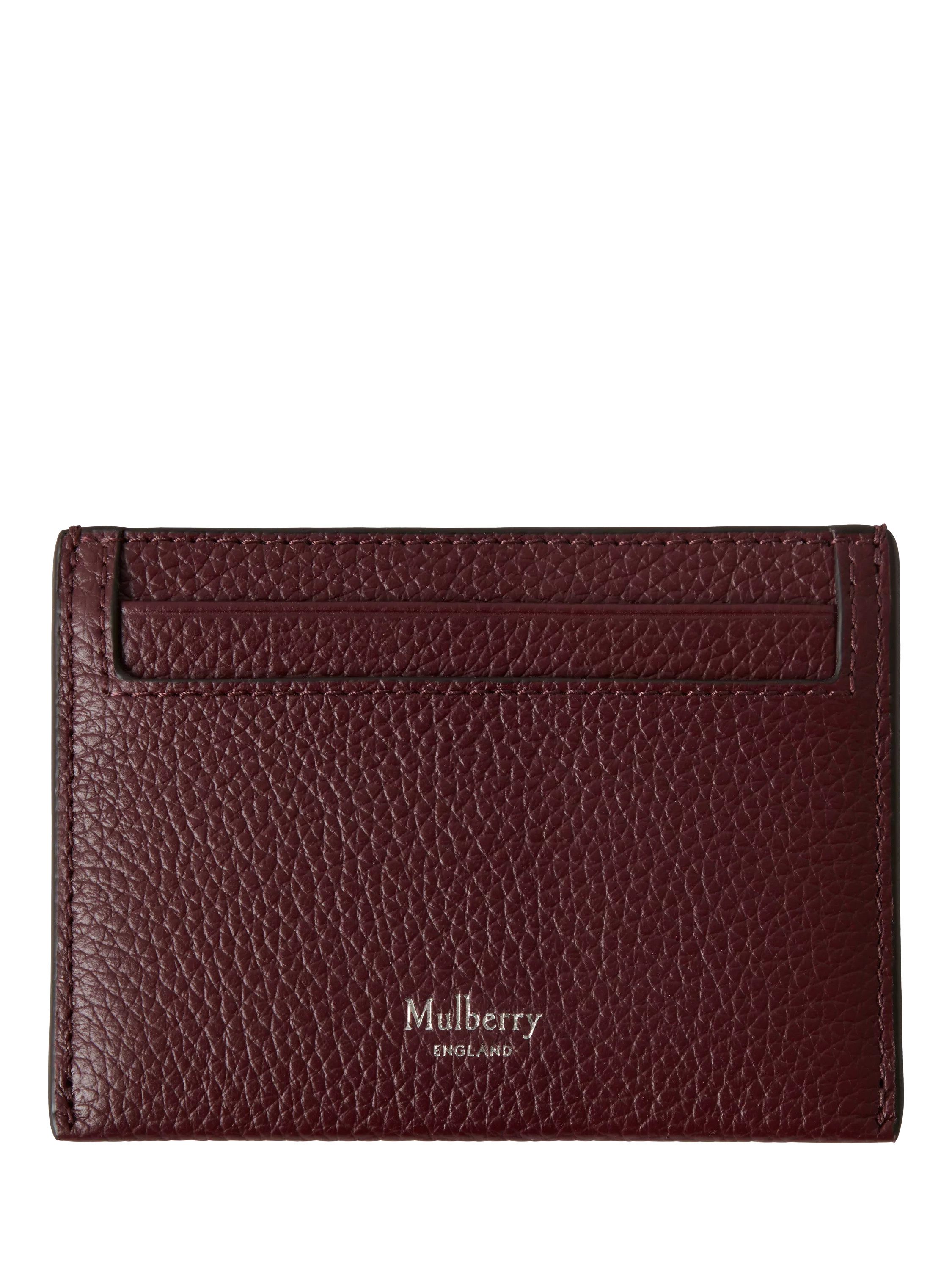 MulberryContinental Small Classic Grain Leather Credit Card Slip, Black Cherry | John Lewis (UK)