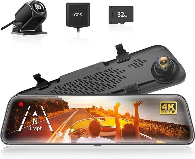 WOLFBOX G840S 12" 4K Mirror Dash Cam Backup Camera, 2160P Full HD Smart Rearview Mirror for Cars ... | Amazon (US)
