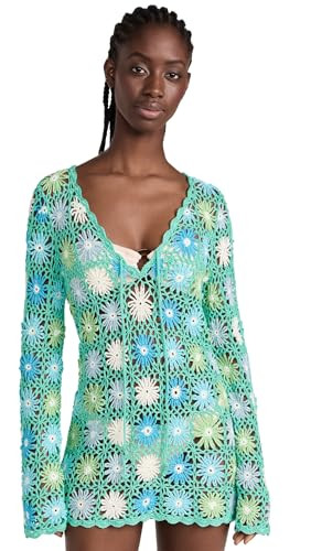 Show Me Your Mumu Vacay Mini Coverup, Blue Multi Floral Crochet, Medium | Amazon (US)