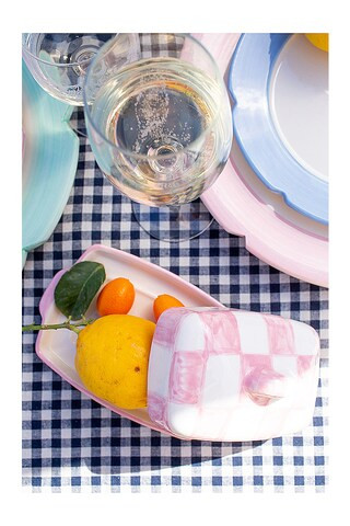 Buttercup Butter Dish in White & Pink Checkerboard | Revolve Clothing (Global)